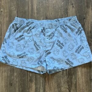 Hello Kitty Sanrio Sleepwear Blue Black  Elastic Waist Pajama Short Shorts M